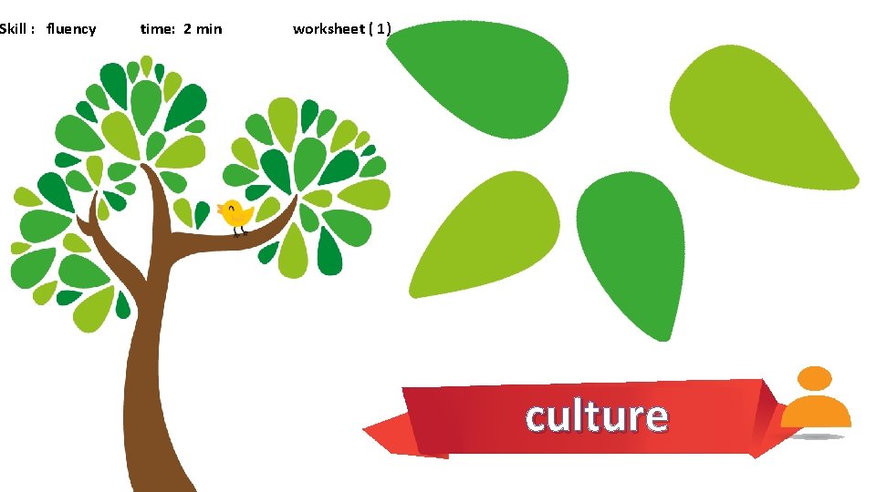 Skill : fluency time: 2 min worksheet ( 1) culture 