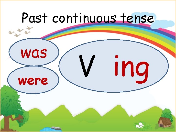 Past continuous tense was were V ing 