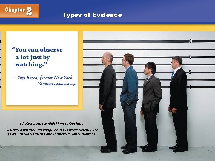 Types of Evidence Photos from Kendall Hunt Publishing Content from various chapters in Forensic