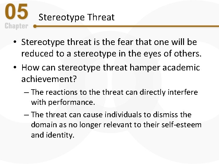 Stereotype Threat • Stereotype threat is the fear that one will be reduced to Stereotype Threat • Stereotype threat is the fear that one will be reduced to