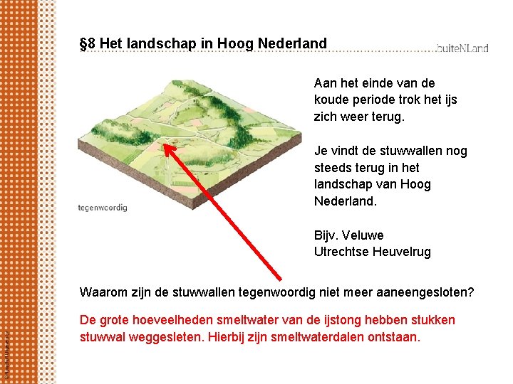 § 8 Het landschap in Hoog Nederland Aan het einde van de koude periode