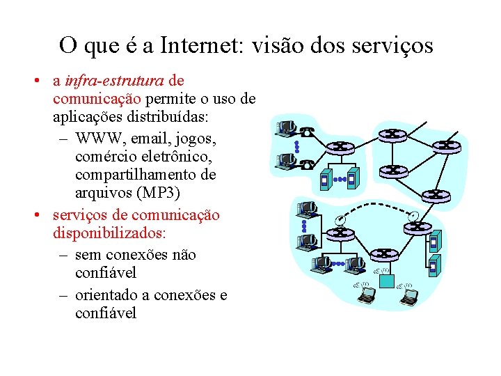 O que é a Internet: visão dos serviços • a infra-estrutura de comunicação permite