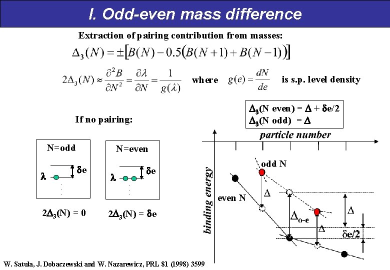 I. Odd-even mass difference Extraction of pairing contribution from masses: where 3(N even) =