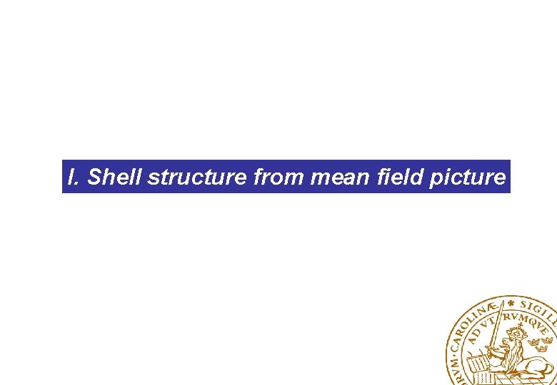 I. Shell structure from mean field picture 