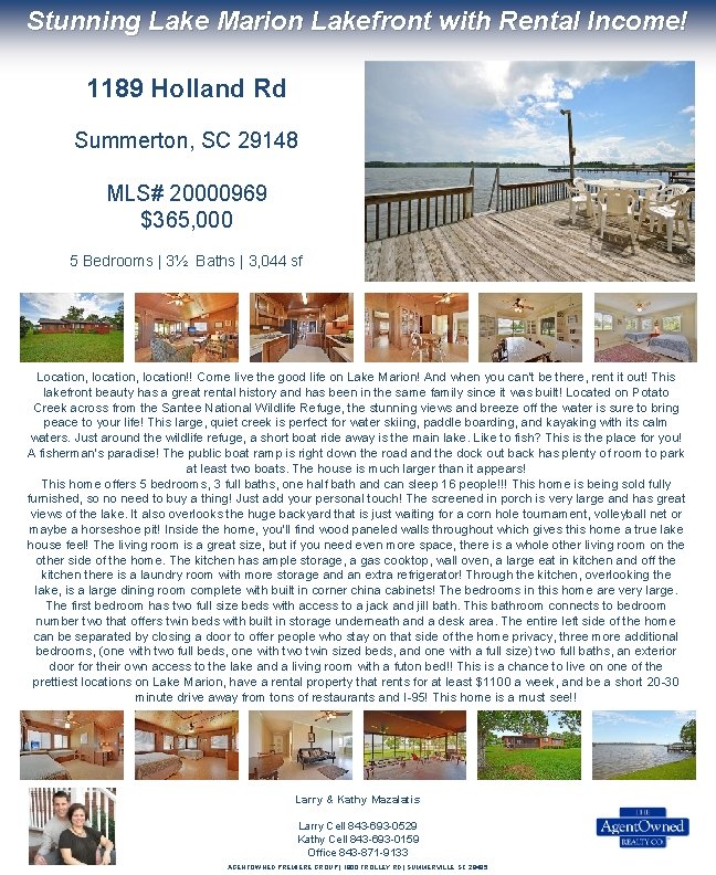 Stunning Lake Marion Lakefront with Rental Income! 1189 Holland Rd Summerton, SC 29148 MLS#