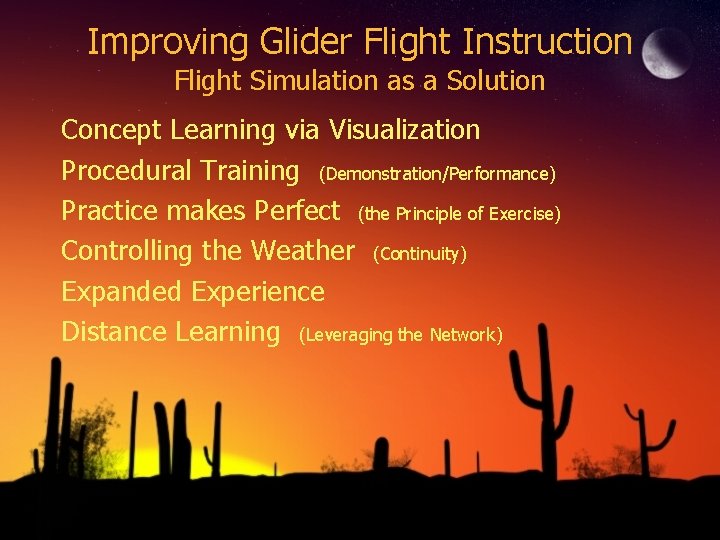 Improving Glider Flight Instruction Flight Simulation as a Solution Concept Learning via Visualization Procedural