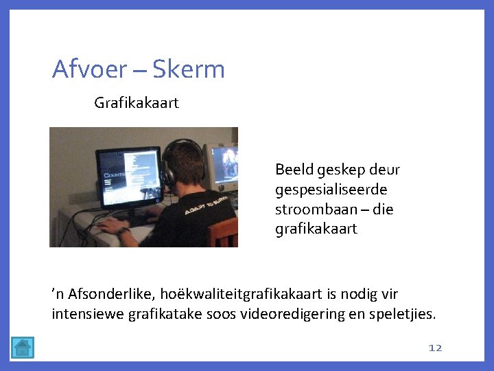 Afvoer – Skerm Grafikakaart Beeld geskep deur gespesialiseerde stroombaan – die grafikakaart ’n Afsonderlike,