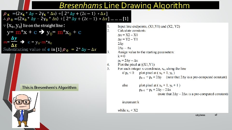 Bresenhams Line Drawing Algorithm This is Bresenhem’s Algorithm 1/23/2022 18 