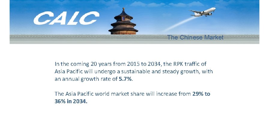 The Chinese Market In the coming 20 years from 2015 to 2034, the RPK