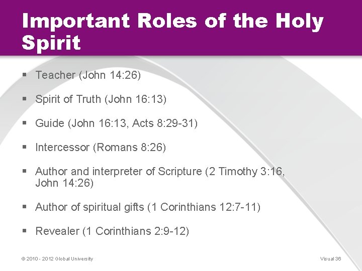 Important Roles of the Holy Spirit § Teacher (John 14: 26) § Spirit of Important Roles of the Holy Spirit § Teacher (John 14: 26) § Spirit of