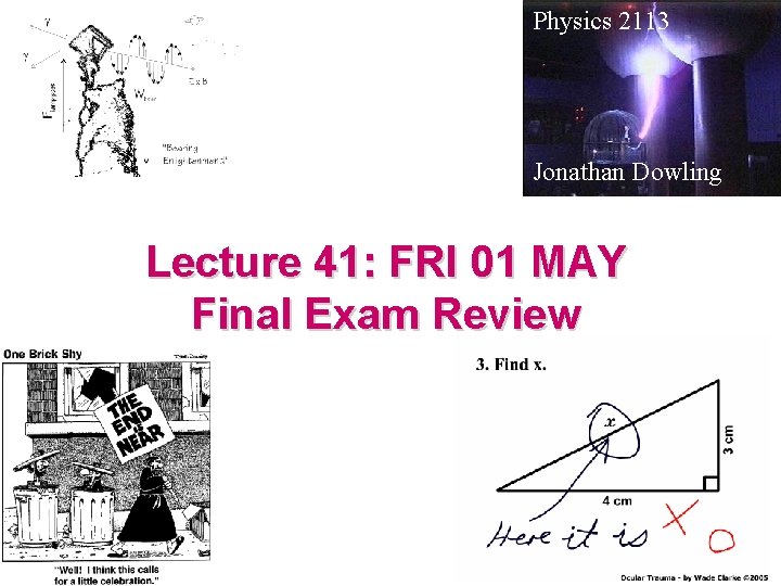 Physics 2113 Jonathan Dowling Lecture 41: FRI 01 MAY Final Exam Review 