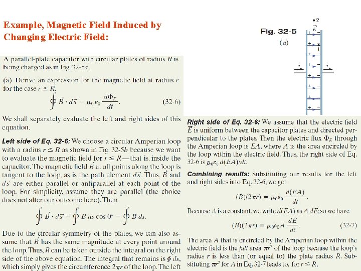 Example, Magnetic Field Induced by Changing Electric Field: 