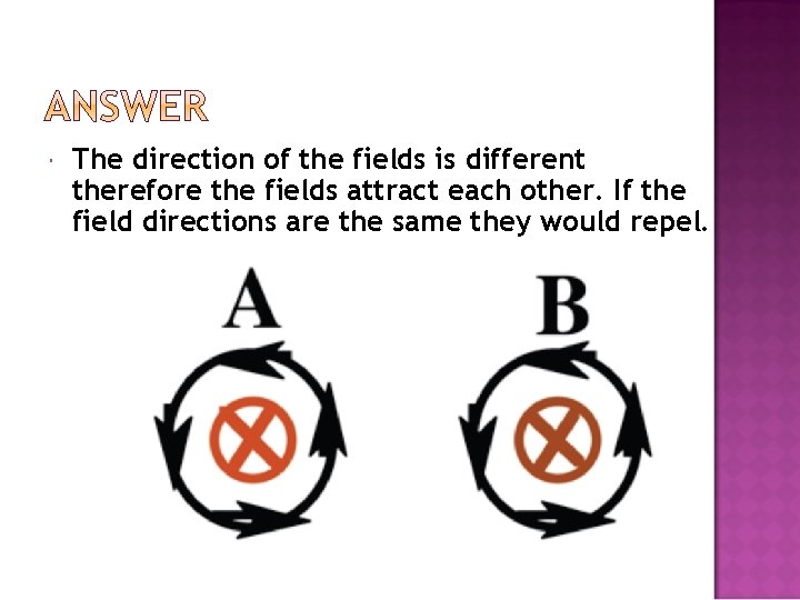  The direction of the fields is different therefore the fields attract each other.