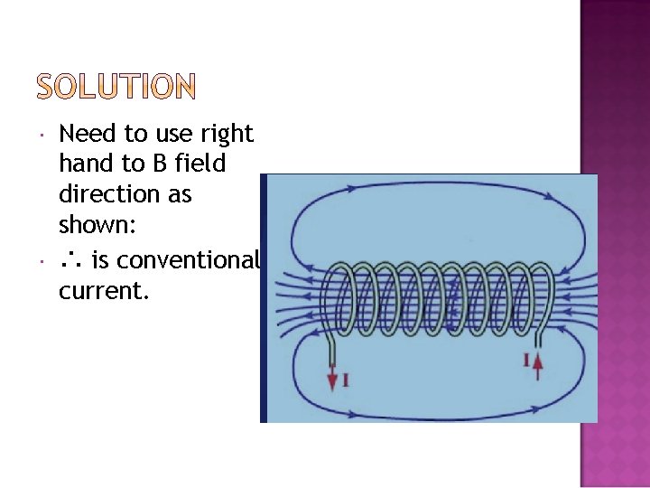  Need to use right hand to B field direction as shown: ∴ is