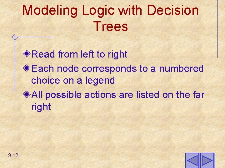 Modeling Logic with Decision Trees Read from left to right Each node corresponds to