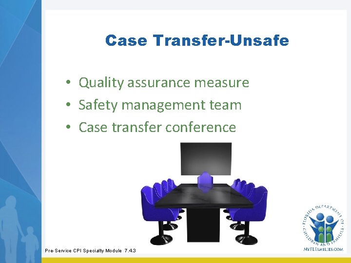 Case Transfer-Unsafe • Quality assurance measure • Safety management team • Case transfer conference