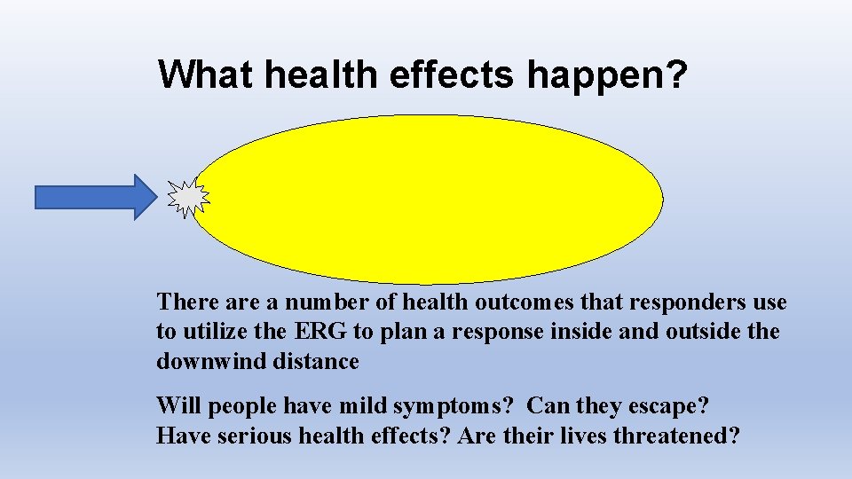 What health effects happen? There a number of health outcomes that responders use to