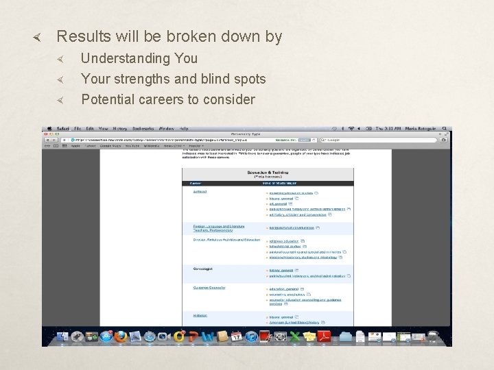  Results will be broken down by Understanding Your strengths and blind spots Potential