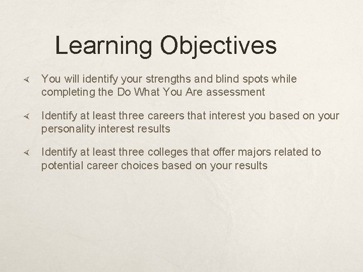 Learning Objectives You will identify your strengths and blind spots while completing the Do