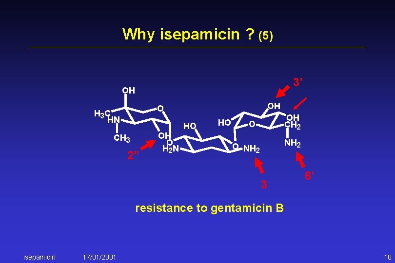 Why isepamicin ? (5) 3’ OH OH O H 3 C HN CH 3