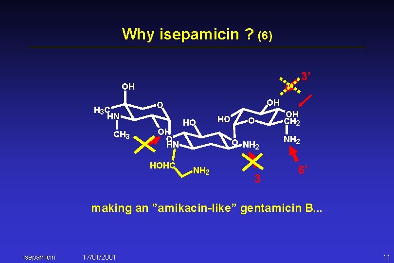 Why isepamicin ? (6) 3’ OH H 3 C HN CH 3 OH O
