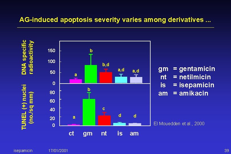 TUNEL (+) nuclei (no. /sq mm) DNA specific radioactivity AG-induced apoptosis severity varies among