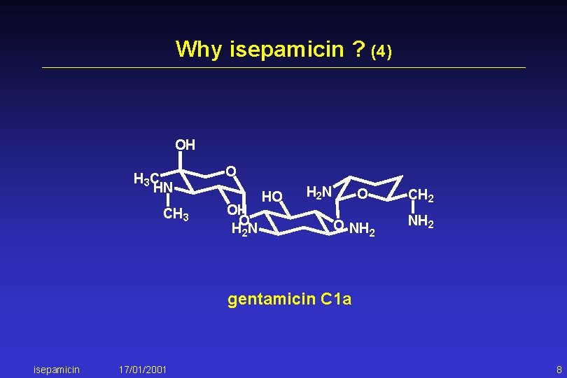 Why isepamicin ? (4) OH H 3 C HN CH 3 O OH O