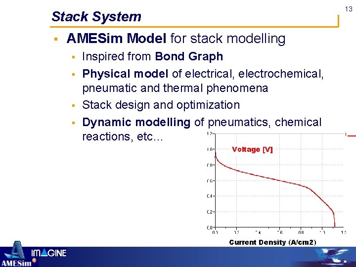 13 Stack System § AMESim Model for stack modelling § § Inspired from Bond