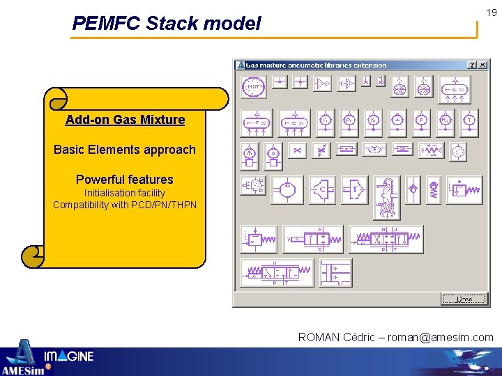 PEMFC Stack model 19 Add-on Gas Mixture Basic Elements approach Powerful features Initialisation facility