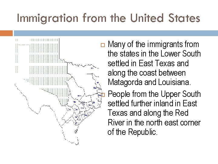 Immigration from the United States Many of the immigrants from the states in the