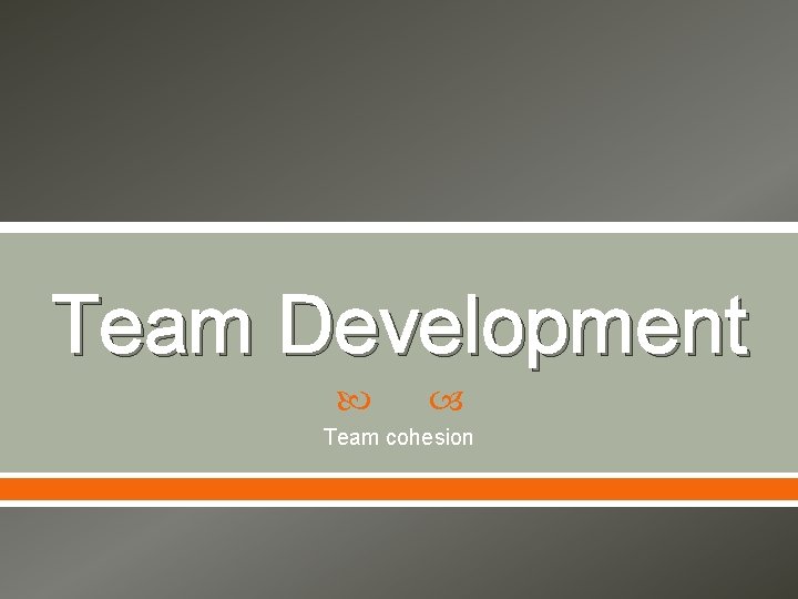 Team Development Team cohesion 