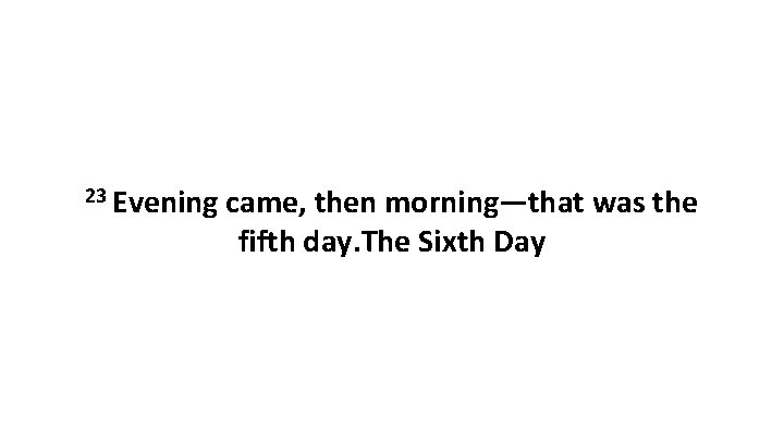 23 Evening came, then morning—that was the fifth day. The Sixth Day 