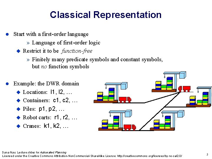 Classical Representation Start with a first-order language » Language of first-order logic Restrict it