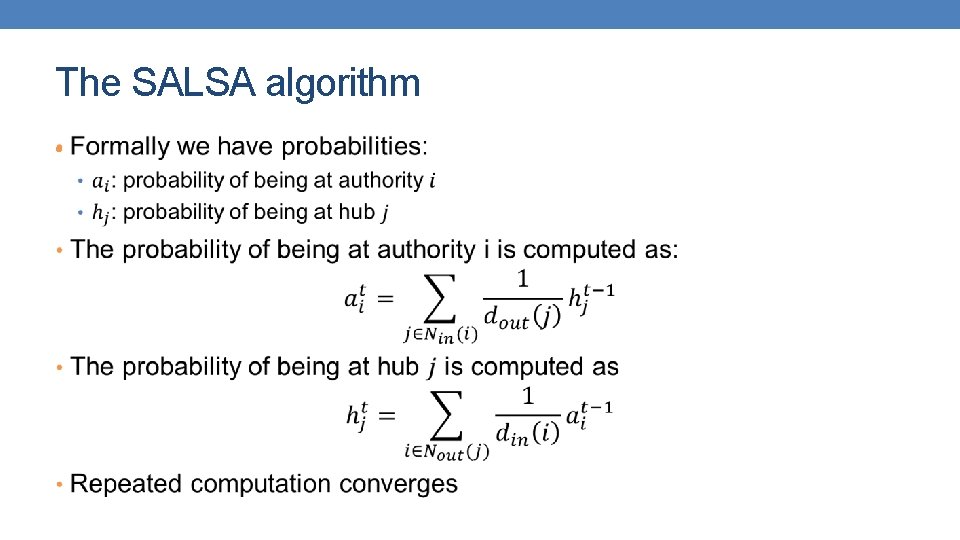 The SALSA algorithm • 