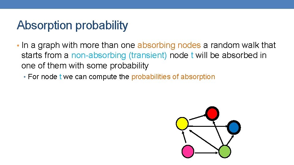 Absorption probability • In a graph with more than one absorbing nodes a random