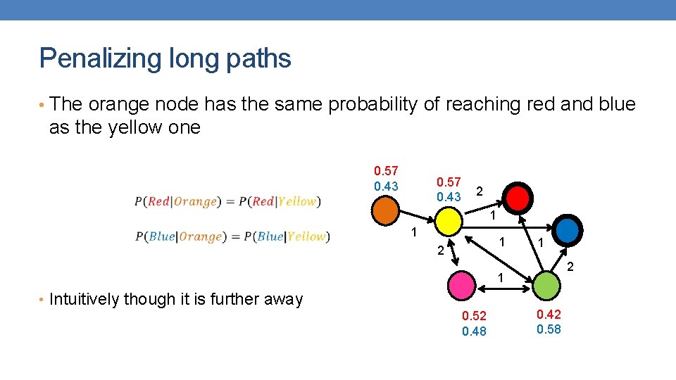 Penalizing long paths • The orange node has the same probability of reaching red