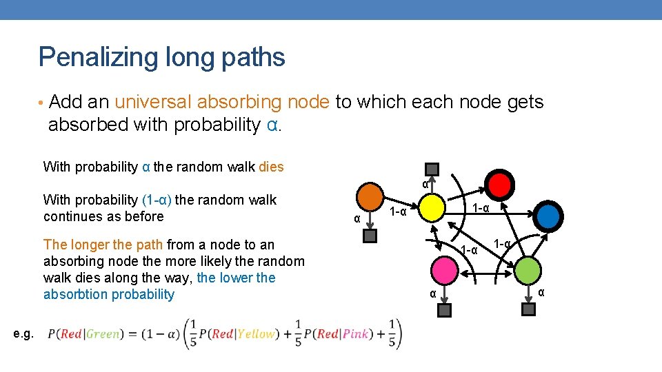 Penalizing long paths • Add an universal absorbing node to which each node gets