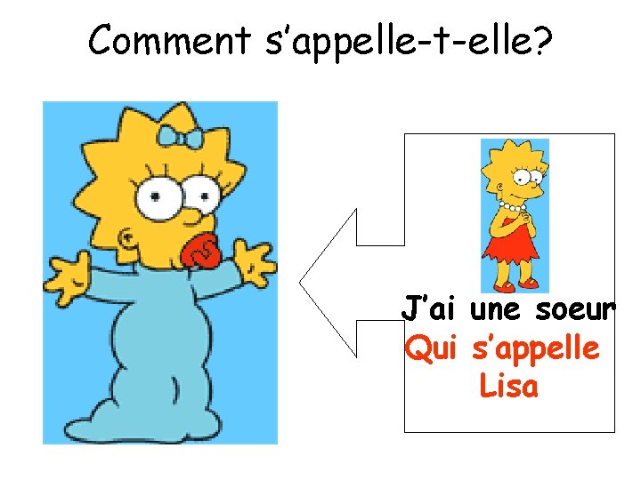 Comment s’appelle-t-elle? J’ai une soeur Qui s’appelle Lisa 