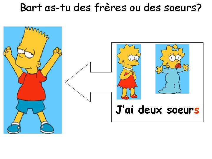 Bart as-tu des frères ou des soeurs? + J’ai deux soeurs 