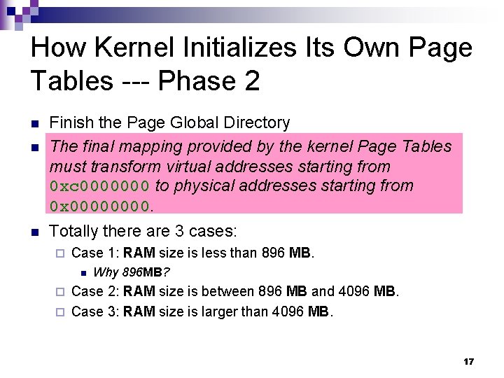 How Kernel Initializes Its Own Page Tables --- Phase 2 n n n Finish
