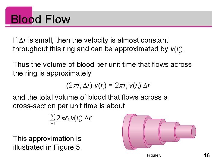 Blood Flow If r is small, then the velocity is almost constant throughout this