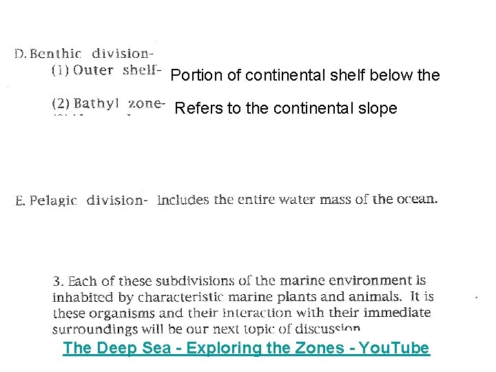 Portion of continental shelf below the photic Referszone to the continental slope Between 3000