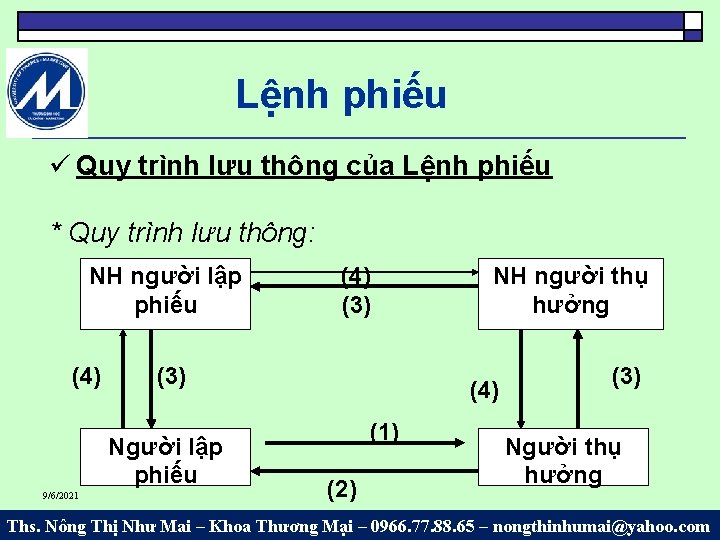 Lệnh phiếu Quy trình lưu thông của Lệnh phiếu * Quy trình lưu thông: