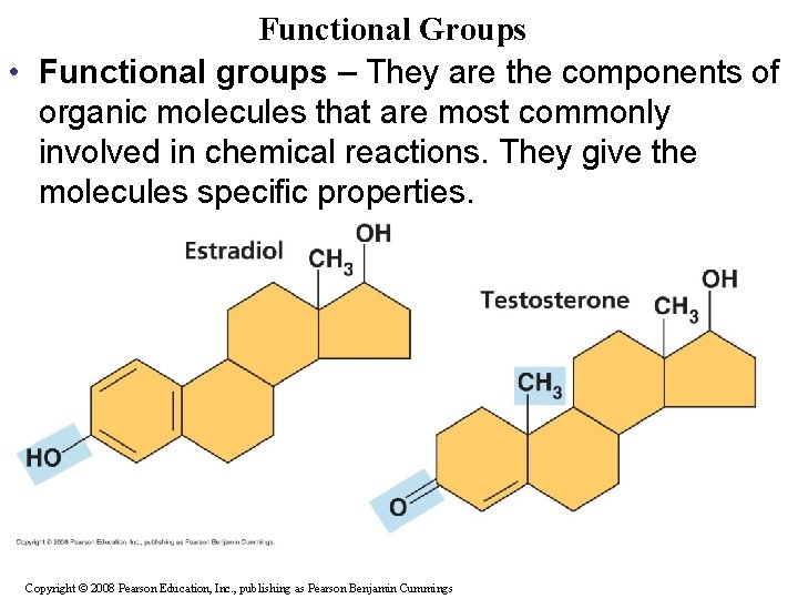 Functional Groups • Functional groups – They are the components of organic molecules that