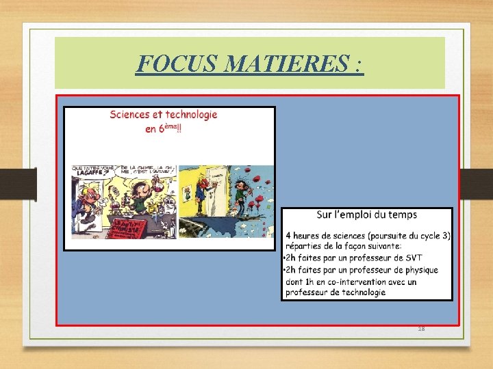 FOCUS MATIERES : 18 