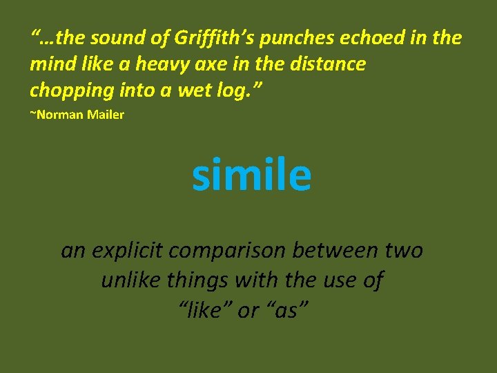“…the sound of Griffith’s punches echoed in the mind like a heavy axe in
