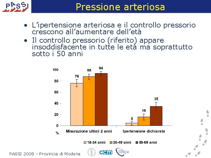 Pressione arteriosa • L’ipertensione arteriosa e il controllo pressorio crescono all’aumentare dell’età • Il