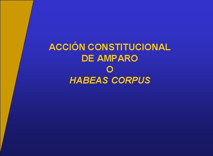 ACCIÓN CONSTITUCIONAL DE AMPARO O HABEAS CORPUS 