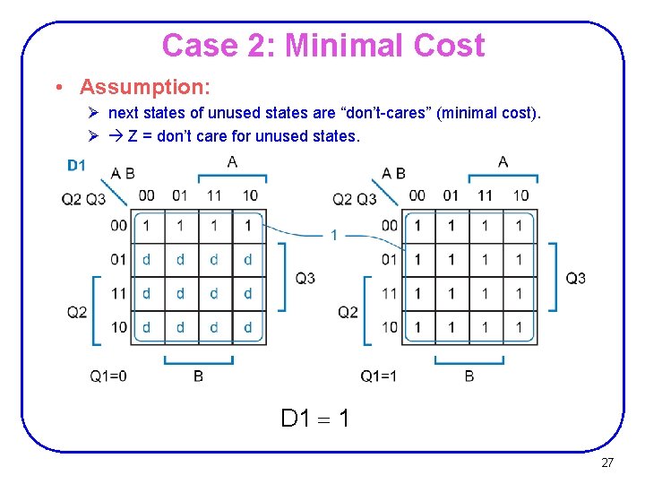 Case 2: Minimal Cost • Assumption: Ø next states of unused states are “don’t-cares”