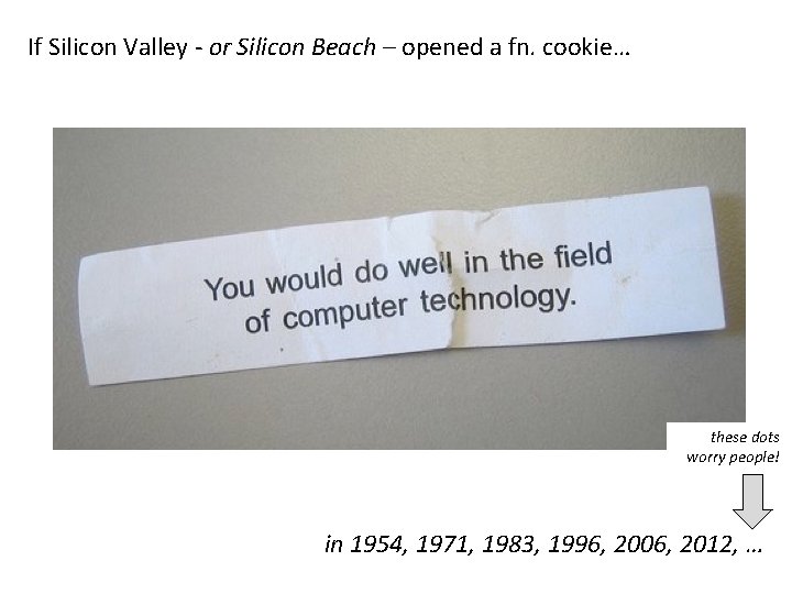 If Silicon Valley - or Silicon Beach – opened a fn. cookie… these dots